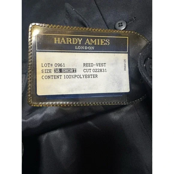 Hardy Amies London Vest 38S Gray Formal Waistcoat NWT Polyester - Picture 10 of 10
